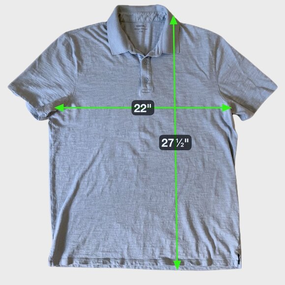 Vince Short-Sleeve Cotton Slub Polo Shirt Blue Men's Size Large 100% Cotton - Picture 10 of 10